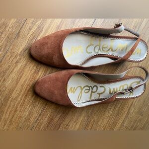 Sam Edelman Cognac Suede Block Heel Slingback